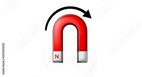 Fotografie Red horseshoe magnet with arrow.
