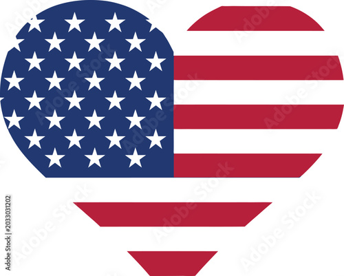 American flag heart shaped symbol
