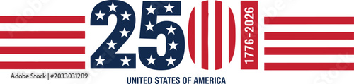 United states 250th anniversary commemoration design with stars and stripes