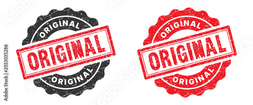Original rubber stamp PNG image design with black and red round badges. Editable vector illustration