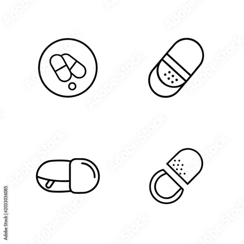 Modern Capsule Illustration Bundle, Medicine Capsule Clipart Set, Clean Healthcare Capsule Icons, Pharmacy Capsule Graphic Bundle, Rounded Pill Icon Collection