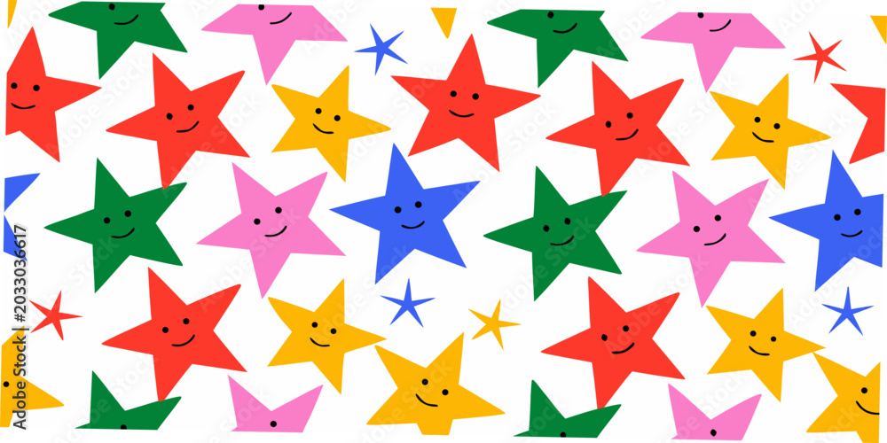 Obraz premium Smiling stars pattern a cheerful seamless repeating design