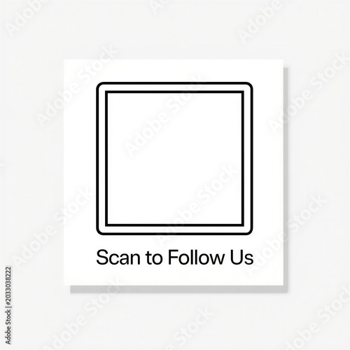 QR Code Sticker for Social Media Follow on White Background Minimalist Design
