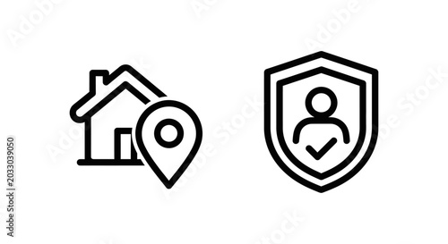 Shelter location and safe zone icons abstract concept for security and protection home security safe house safe place safe area safe haven location protection security illustration