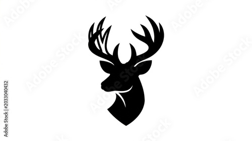 Bild auf Leinwand Silhouette of a Majestic Stag Head with Antlers.