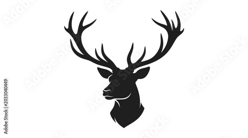 Foto Silhouette of a Majestic Stag Head with Antlers.