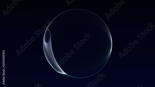 Schilderij op canvas Minimal dark particle sphere with blue white glow and futuristic digital texture, clean abstract orb for technology, AI, science visuals and dark backgrounds