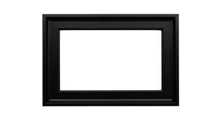 Modern black picture frame with clean edges isolated on transparent background
