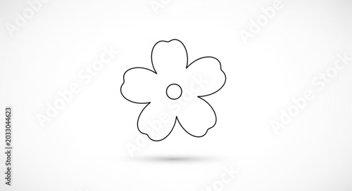 Fotografie Simple outline drawing of a five petal flower with a circle in the center