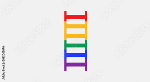 Rainbow colored ladder with rungs.
