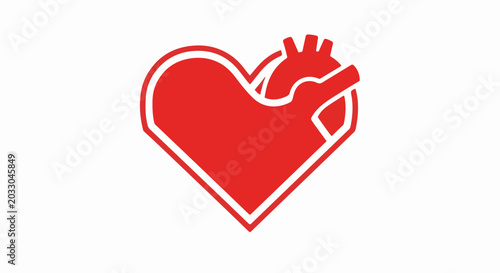 Red stylized heart shape with anatomical heart details