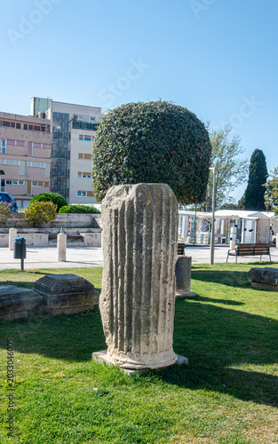 Ancient Roman Forum Ruins Next to Archaeological Museum in Zadar City Center