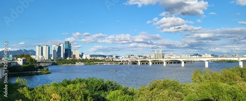 Foto Seoul Han River Skyline and Bridge Panoramic View South Korea