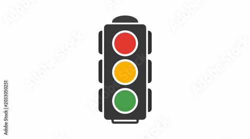 Traffic Light Signal With Red Yellow And Green Lights On White Background