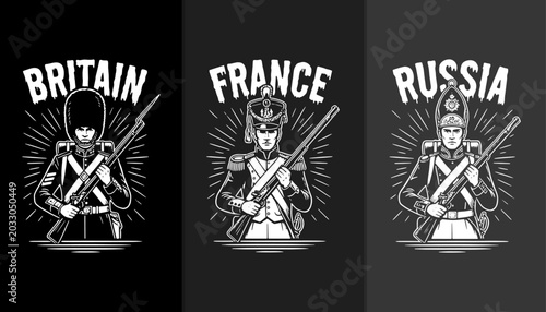 Foto Historical Military Uniforms Collection: British French and Russian Infantry Sol