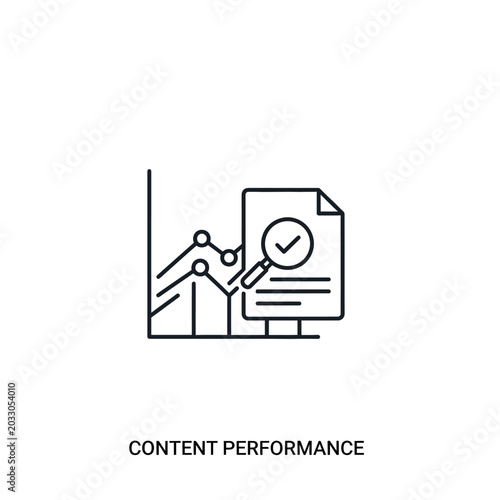 Content performance icon with data graph and magnifying glass