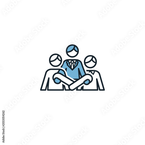Corporate team members hugging in unity icon
