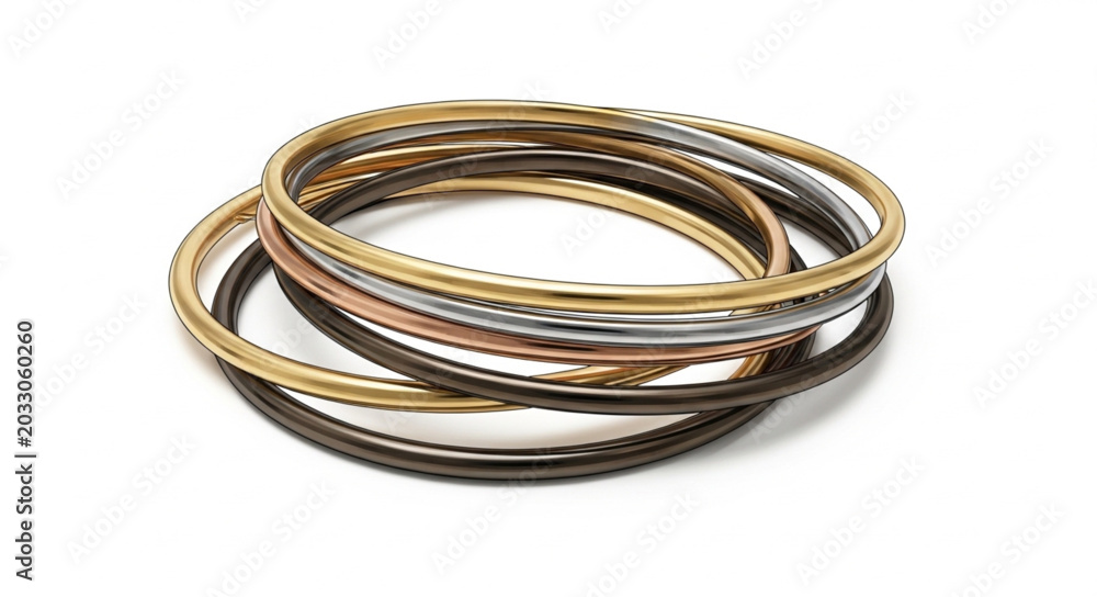 Naklejka premium Stack of Metal Bangles Jewelry Accessories.