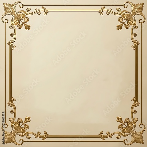 Classic Ornamental Border Background with Elegant Golden Vines
