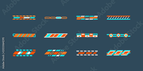 Fotografía Rectangular bar pattern vector illustration with teal and orange color scheme