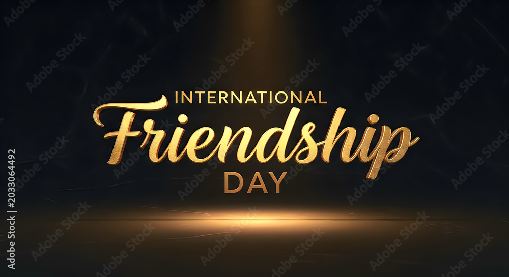 Obraz premium International friendship day celebration with golden typography