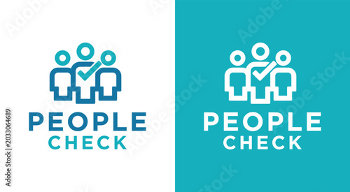 Fotografi People Check Logo Group of People with Check Mark Symbol.