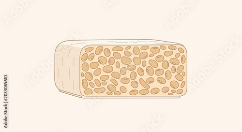 Cuadro en lienzo Tempeh block illustration, fermented soybeans, healthy vegetarian food