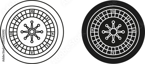 Canvastavla Roulette wheel graphic for casino games and gambling concepts with clean lines a