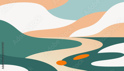 Abstract Organic Landscape Modern Minimal Vector Background