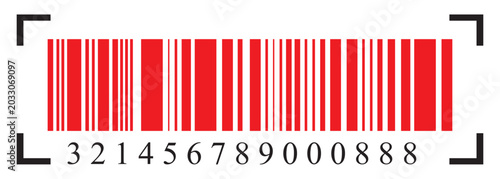 Red EAN barcode label set. Linear codes for product marking and retail scanning.  Red striped symbols isolated on white. EPS 10.