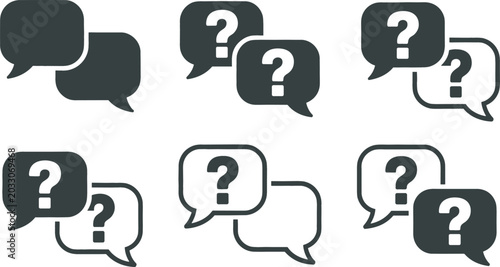 Konstfotografi Minimalist Vector Illustration Set of Speech Bubbles and Question Mark Icons for
