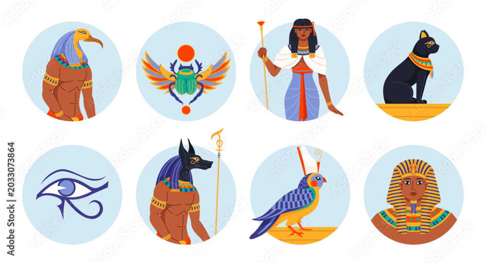Obraz premium Ancient Egyptian icons set. Vector illustration