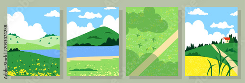 Landscape scenes collection. Vector illustration