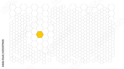 Abstract honeycomb pattern with a single highlighted yellow hexagon