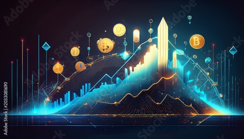 cryptocurrency evolution bitcoin s rise in the digital economy global impact infographic futuristic view financial revolution