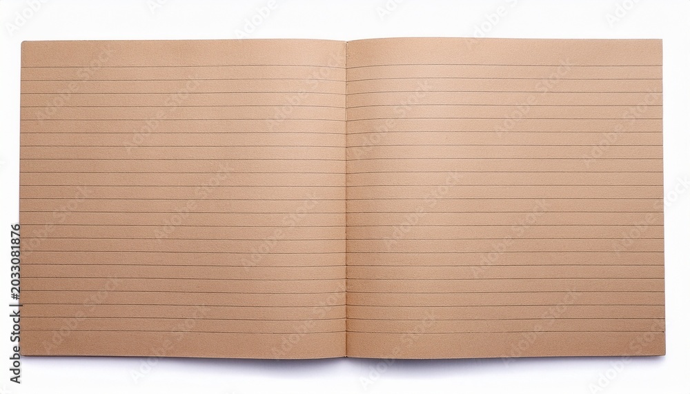 Naklejka premium empty blank brown beige sheet and lined notebook paper page isolated on white background paper texture horizontal lines perfect for stationery office or school designs and mockup