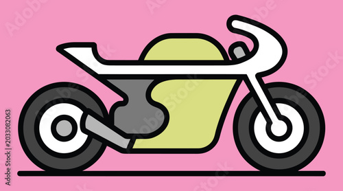 Bild auf Leinwand Minimalist motorcycle vector illustration, modern cafe racer bike icon, sleek ye