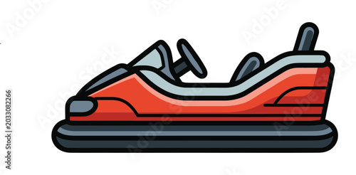 Fotografie Bumper car vector illustration, red fairground dodger car icon, amusement park r