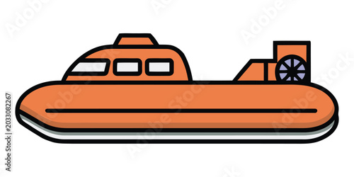 Bilde på lerret Orange hovercraft vector icon, amphibious rescue vehicle illustration, modern ai