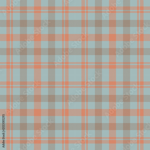seamless checked pattern. Soft pastel plaid seamless pattern with peach and beige tones on a light blue background, ideal for fabric, wallpaper, and textile design.