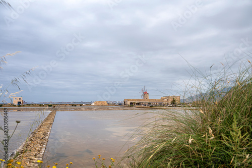 Old mill at the Salt Pans of Trapani