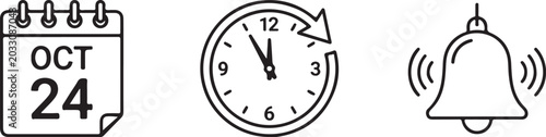 Photos Calendar Date Event And Schedule Reminder Icons For Office Planning And Producti