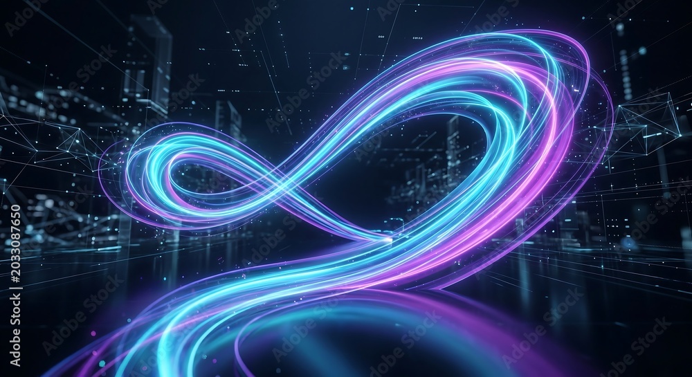 Fototapeta premium Futuristic Holographic Neon Flow