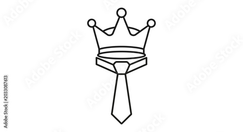 Obraz na płótnie A minimalist line art illustration featuring a royal crown resting atop a formal necktie