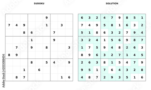 Printable Sudoku Puzzle with Solution Grid for Logic Challenge