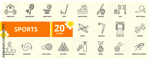 Quadro em tela sports icon set vector illustration