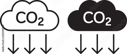 Photos CO2, emissions vector icon collection representing carbon output, air pollution, and environmental impact suitable for eco dashboards, energy platforms, and green technology graphics