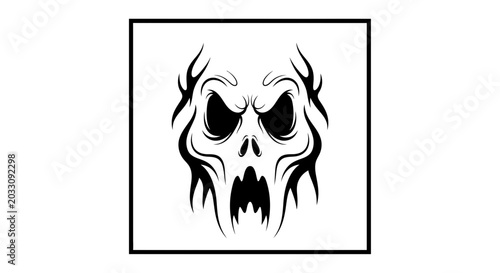 Bild auf Leinwand Stylized tribal skull illustration with sharp aggressive features