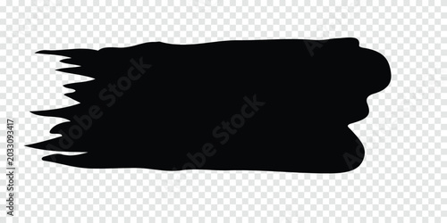 Foto Horizontal black paint brush stroke with torn edges hand drawn ink splash horizo