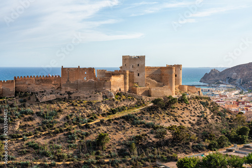 Scenic panoramic view on a sunny afternoon in Almeria, Andalusia, Spain.